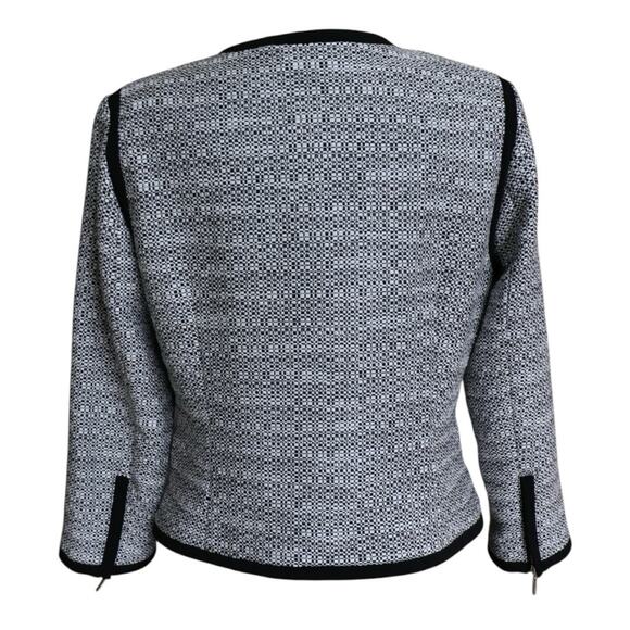 White House Black Market Tweed Moto Blazer Jacket Women's Size 6 Black & White - Picture 6 of 9